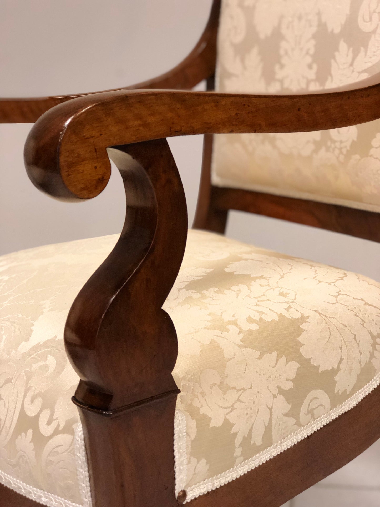 Pair of Empire Walnut Armchairs