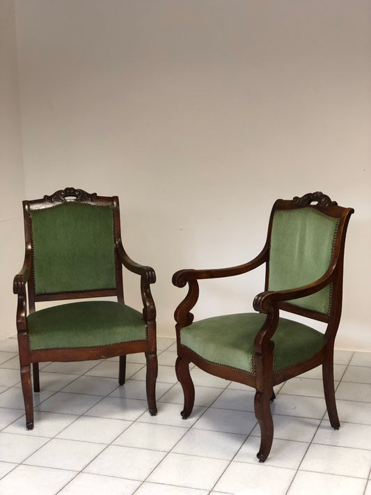 Coppia di poltrone impero lombardo noce. Primi 800