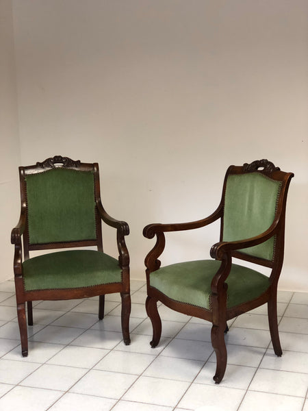 Coppia di poltrone impero lombardo noce. Primi 800