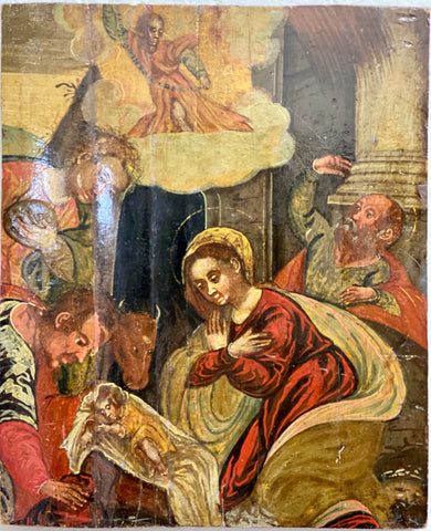 Natività, scuola veneto-cretese (olio su tavola fine XVI sec.)