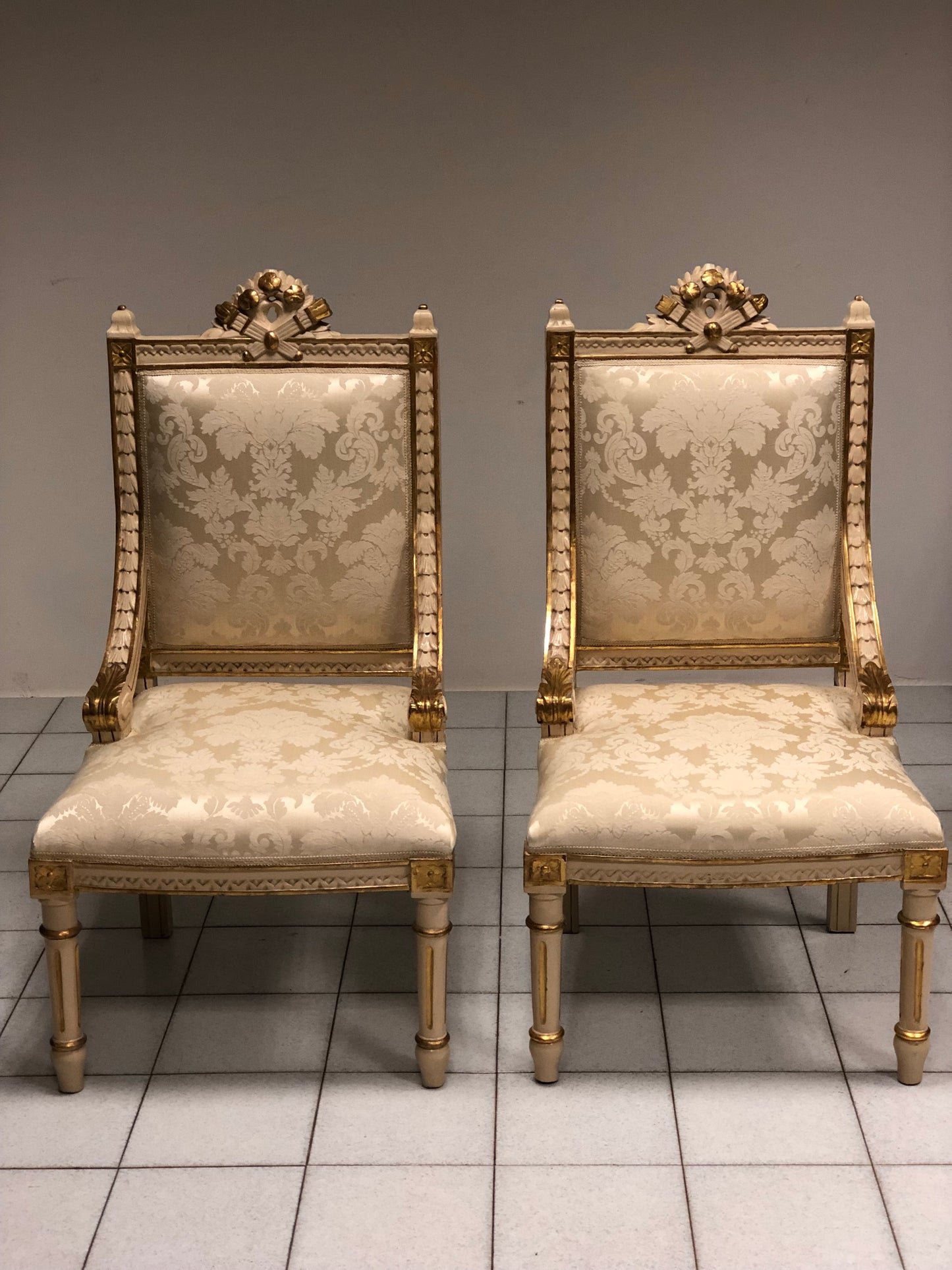 Pair of armchairs in lacquer from the mid-19th century in Lombardy