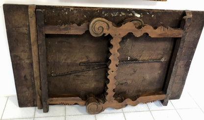 Walnut travel refectory table. 17th century