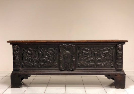 Carved Lombard Chest Bergamo 16th Century