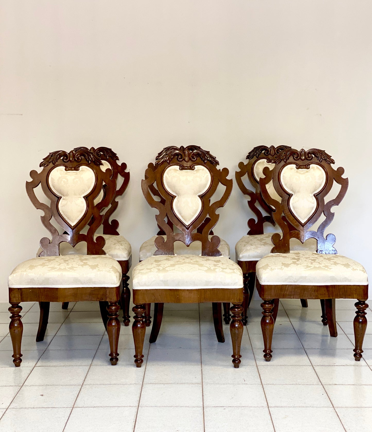 Group of six Charles X chairs. Bologna, early 19th century