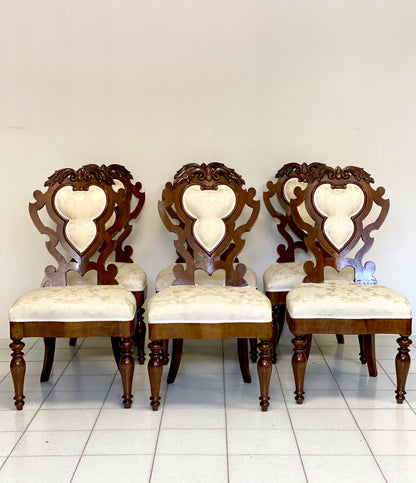 Group of six Charles X chairs. Bologna, early 19th century