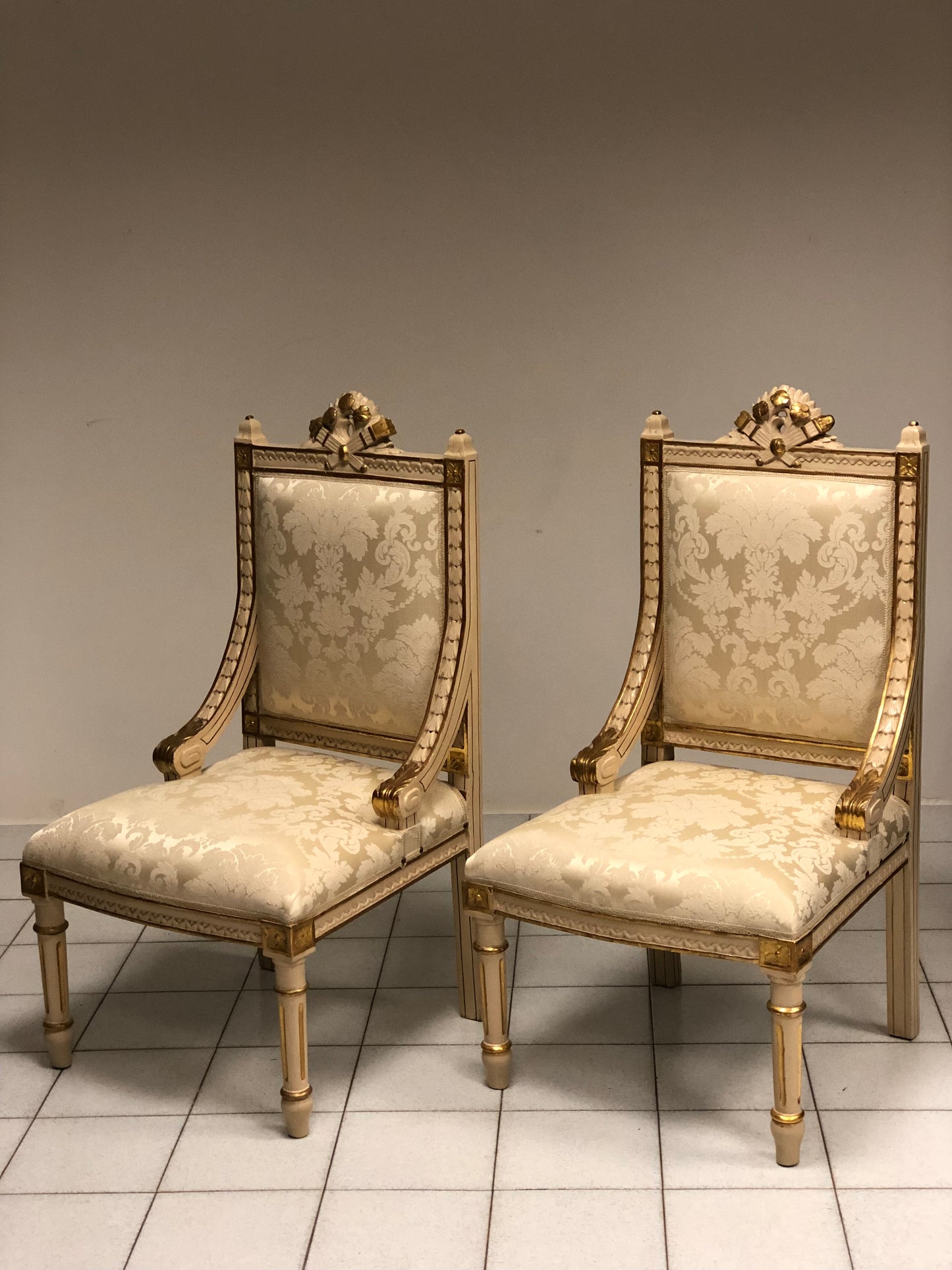 Pair of armchairs in lacquer from the mid-19th century in Lombardy