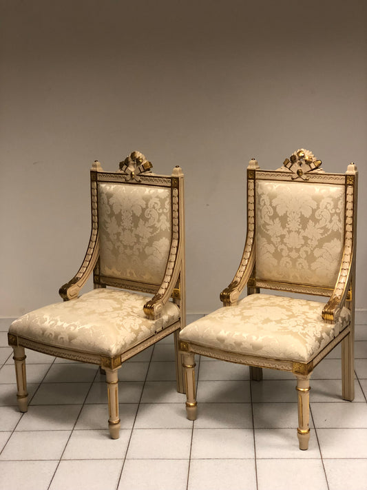 Pair of armchairs in lacquer from the mid-19th century in Lombardy