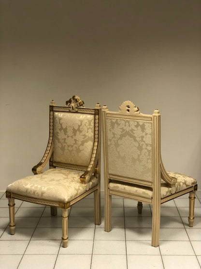 Pair of armchairs in lacquer from the mid-19th century in Lombardy