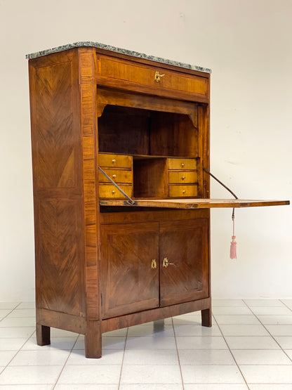 Secretaries veneered in walnut and various woods. Lombardy, late 18th century