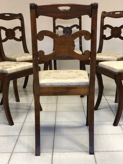 Six Lombard Carlo X walnut chairs