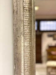 Specchiera carlo X lombarda foglia argento . XIX secolo . Restaurata