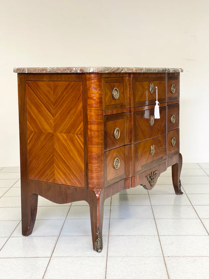Napoleon III chest of drawers in rosewood with marble top. 19th century