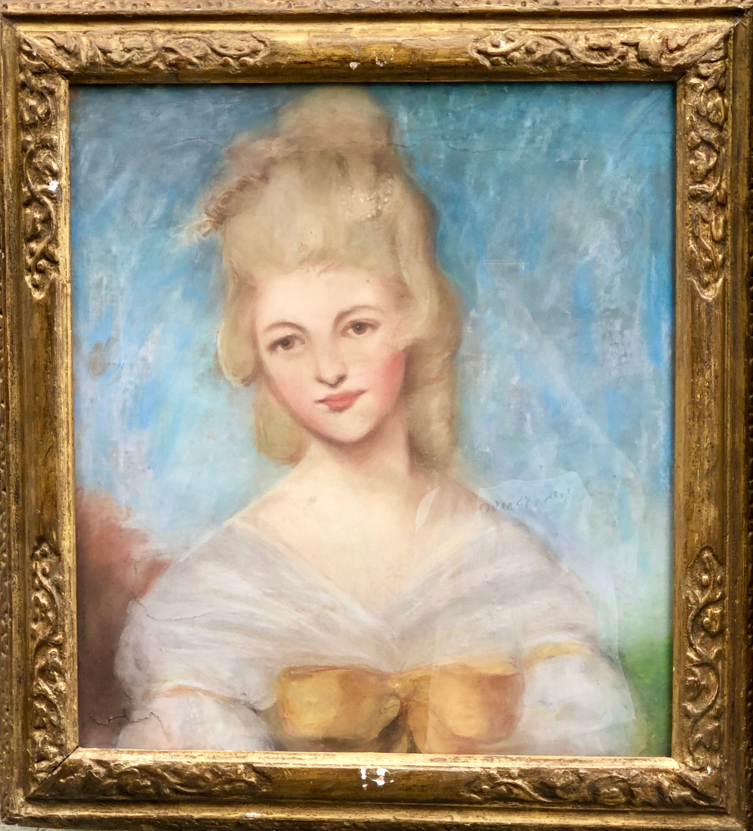 Pastello su carta . Ritratto fanciulla Fine XIX secolo