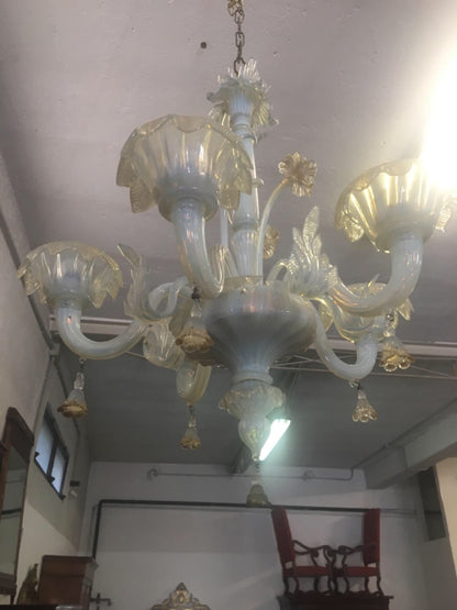 Lampadario di Murano vetro cinque luci . Primi 900