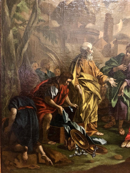 Biblical scene oil on canvas contemporary frame