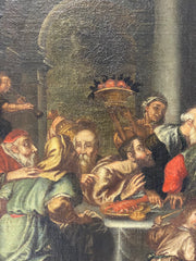 Olio su tela. Banchetto XVII secolo
