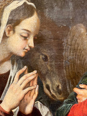 Olio su tela Natività Scuola lombarda XVIII secolo