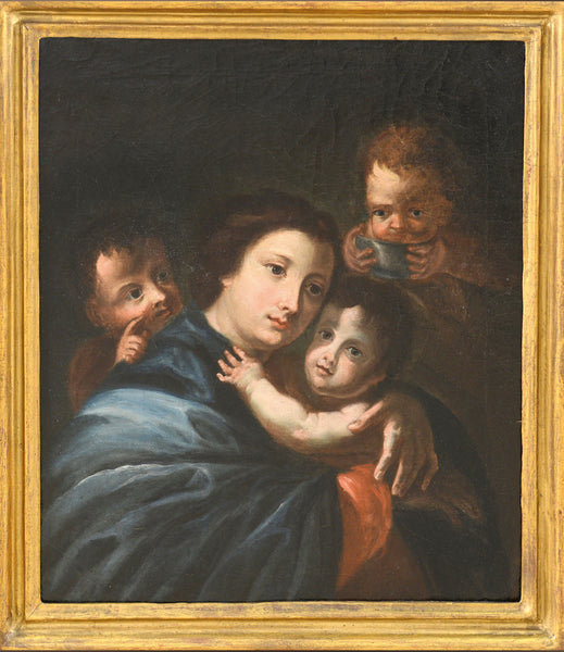 Madonna con bambino ed angeli, Nicolas Régnier (entourage, fine del XVII-inizio XVIII secolo).