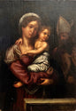 Oil on panel Madonna with child and holy bishop Lombardy 16th century