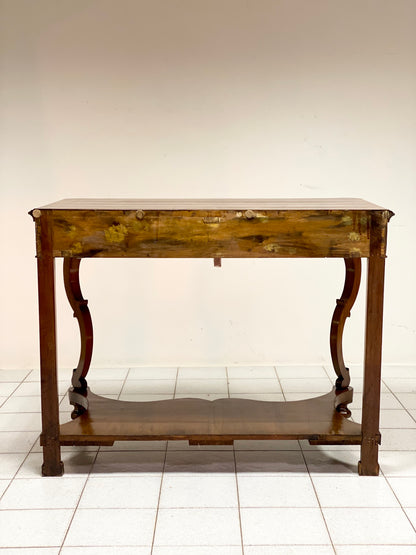 Lombard console table veneered in walnut. Mid-19th century