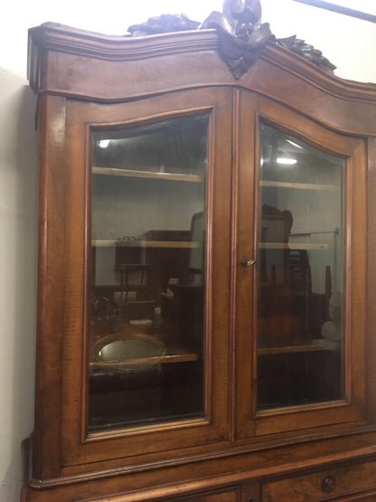 Credenza vetrina libreria Luigi Filippo in noce massello