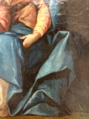Sacra famiglia olio su tela datato 1762