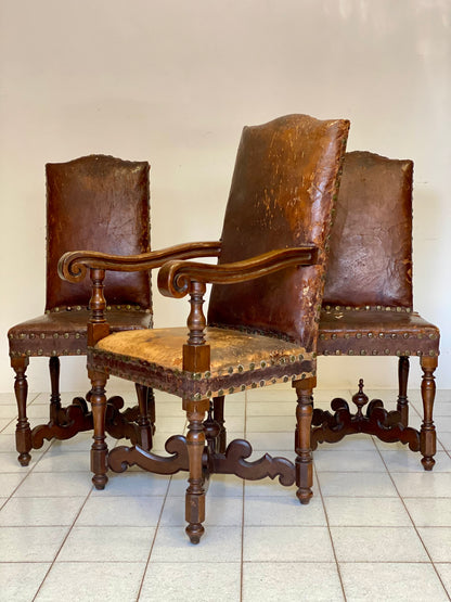 Louis XIV Triptych. Throne with pair of armchairs. Lombardy 17th century
