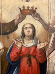 Olio su tavola . Incoronazione della vergine . Lombardo Veneto XVI secolo