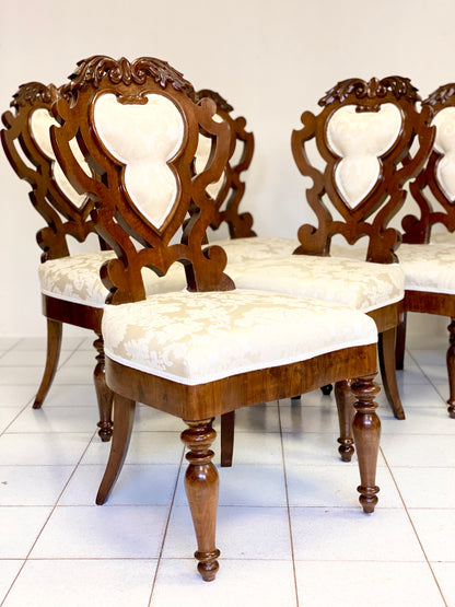 Group of six Charles X chairs. Bologna, early 19th century