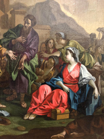 Biblical scene oil on canvas contemporary frame