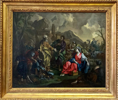 Biblical scene oil on canvas contemporary frame