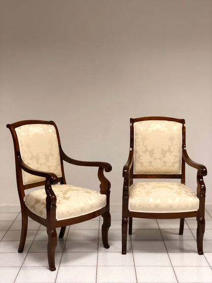 Pair of Empire Walnut Armchairs