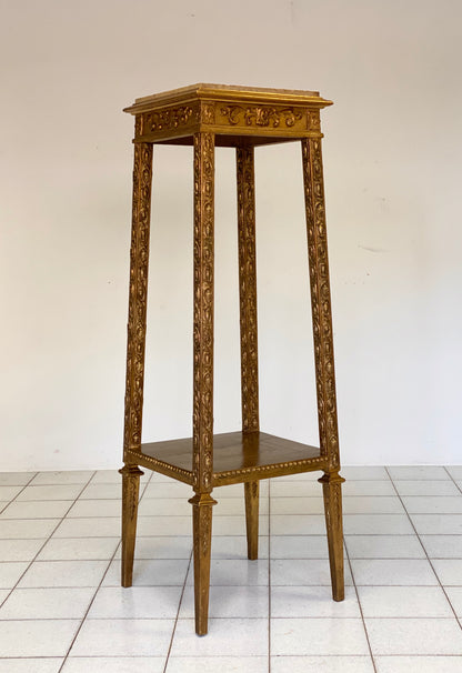 Carved and gilded wooden vase stand. Mid 19th century