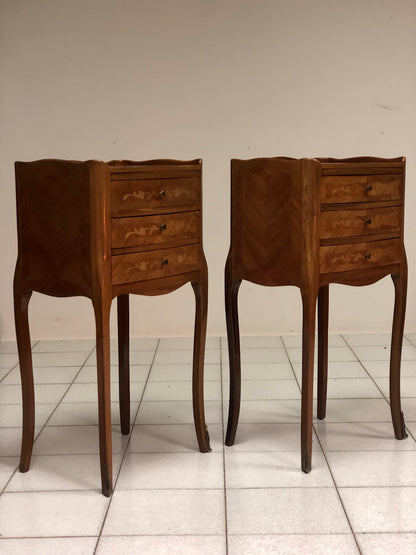 Coppia di comodini Napoleone III intarsiati
