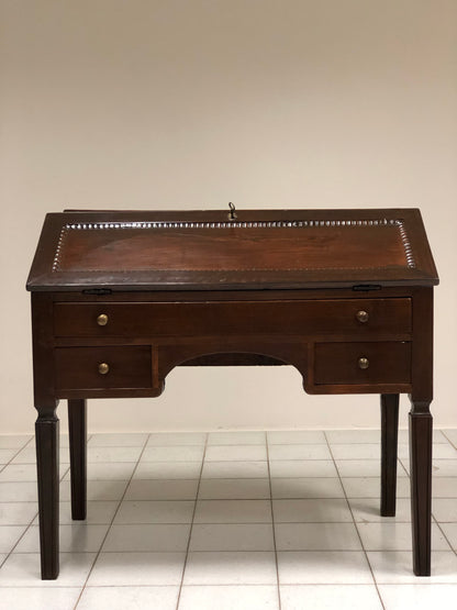 Louis XVI walnut drop-leaf desk.