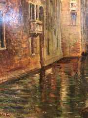 Dipinto olio su tela canale di Venezia . XIX secolo
