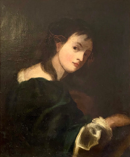 Ritratto di giovane dama, olio su tela Autore: scuola di A. van Dyck (Anversa 1599 -Londra 1641).