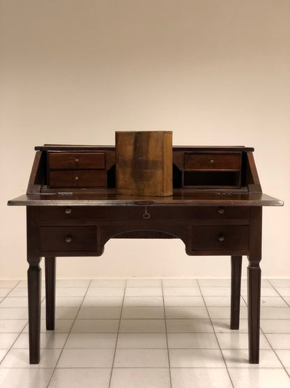 Louis XVI walnut drop-leaf desk.