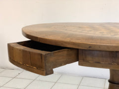 Tavolino di Rolo intarsiato con cassetto . Diametro 71 cm