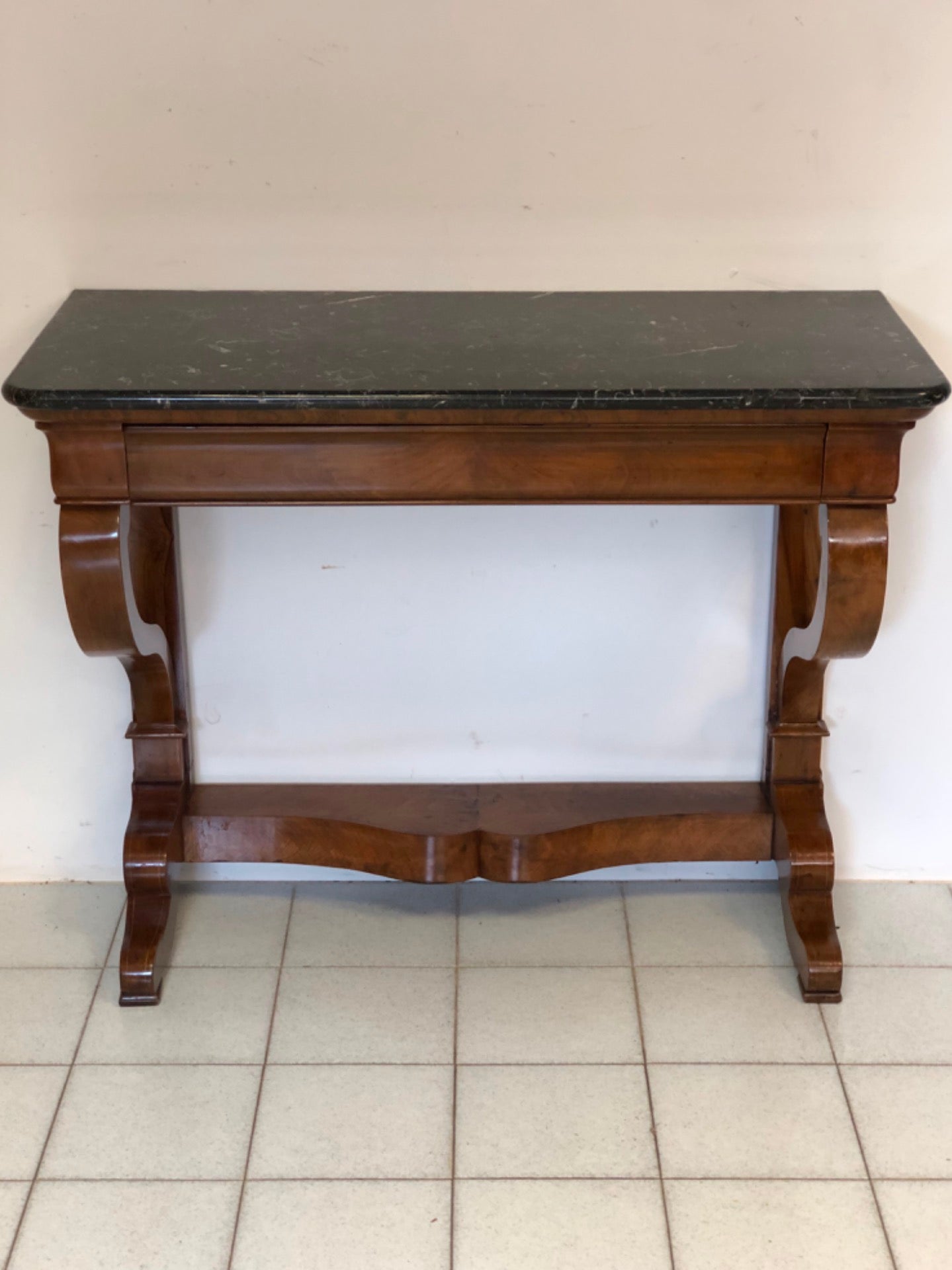 Empire console with braces. 19th century. Restored