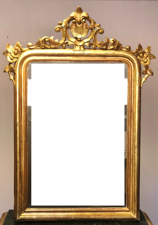 19th century gilded carved wooden mirror