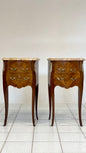 Coppia di comodini napoleone III bombati lastronati bois de rose fine XIX / XX secolo