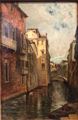 Dipinto olio su tela canale di Venezia . XIX secolo