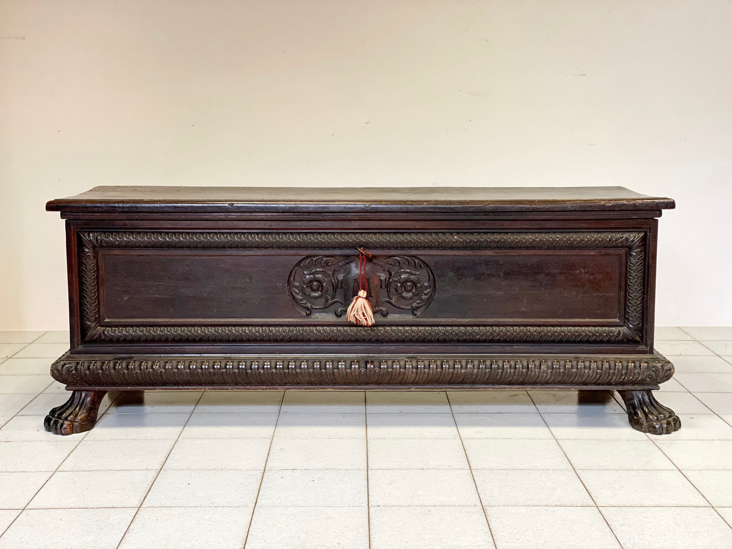 Lombard chest with coat of arms, early 17th century