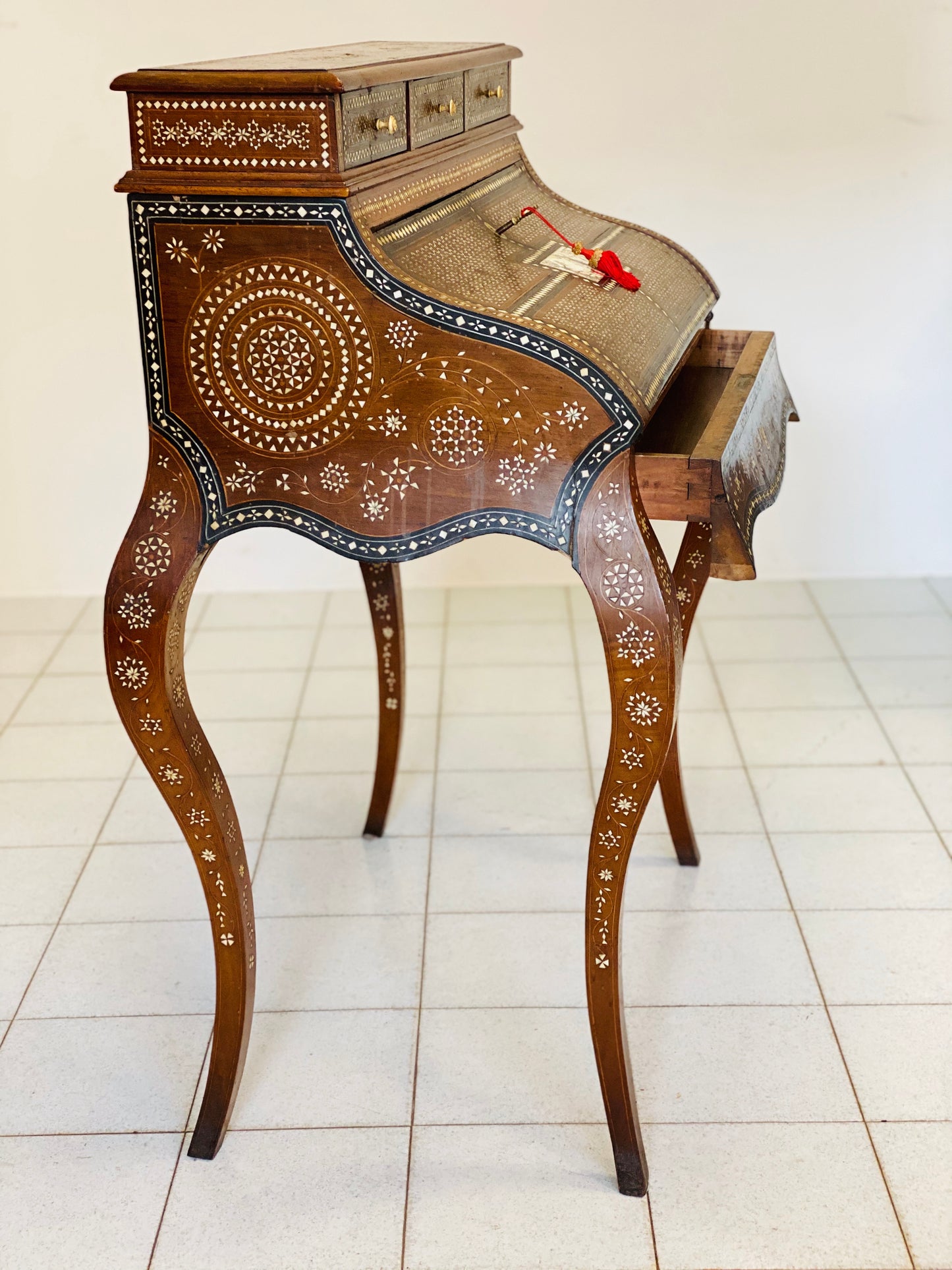 Inlaid desk in the Adriano Brambilla style, late 19th century