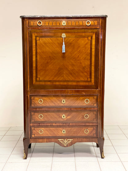 Secretaire Napoleone III finemente intarsiato XIX secolo