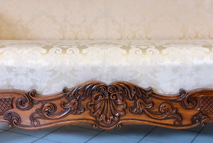 Lombard boat-shaped sofa in walnut Charles X