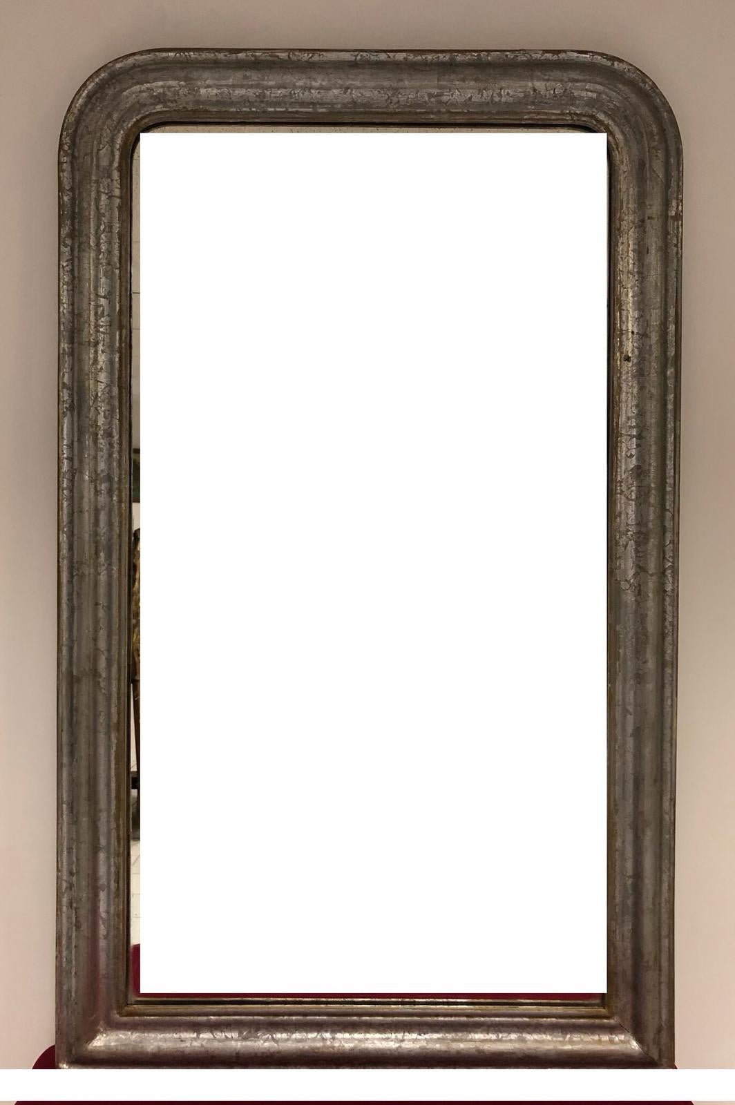 Specchiera lignea foglia argento mecca XIX secolo . Restaurata