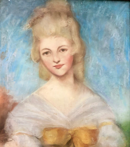 Pastel on paper. Portrait of a young girl. Late 19th century.
