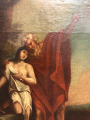 Olio su tela . Il sacrificio di Isacco . XVIII secolo